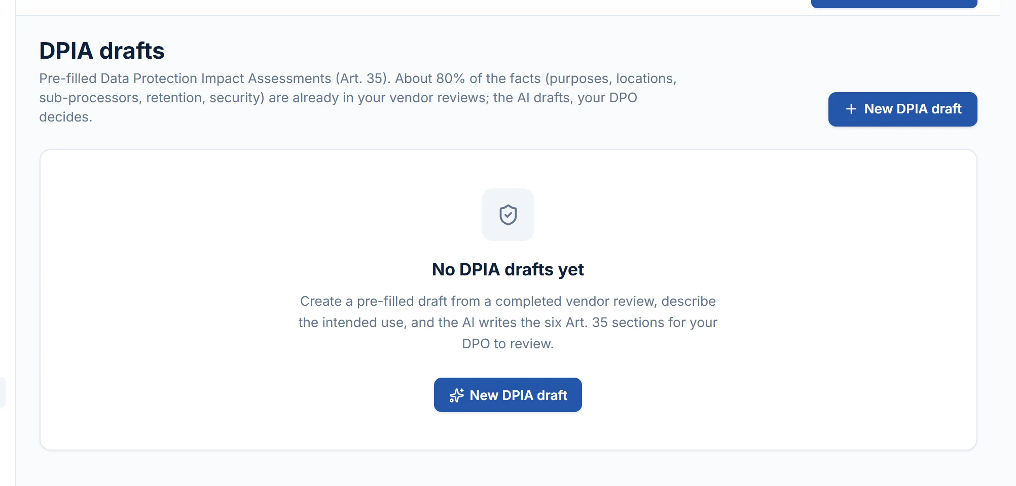 DPIA drafts that start 80% done